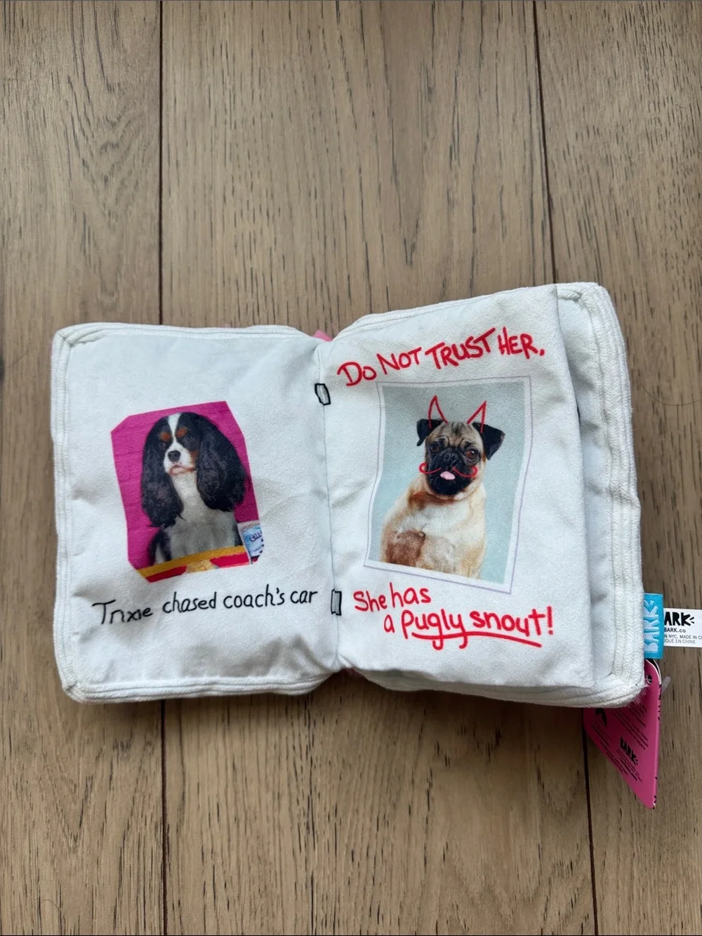Barkbox Mean Girls Burn Book Pink Fuzzy Plush Dog Toy with Squeaker NWT